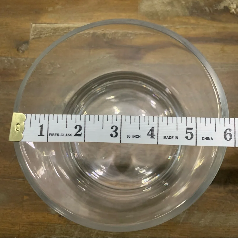 Large round short clear glass floral vase